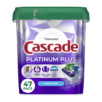 Cascade Platinum Plus Dishwasher Pods, Detergent, Dish Detergent Soap, Fresh - 47 Count