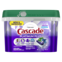 Cascade Platinum Plus Dishwasher Pods, Detergent, Dish Soap, Fresh - 31 Count