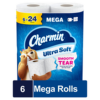 Charmin Toilet Paper Ultra Soft, 6 Mega Rolls - 6 Count