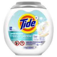 Tide Pods Free And Gentle Odor Refresh Laundry Detergent Packs, Hypoallergenic - 25 Count