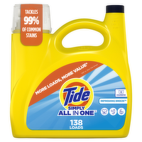 Tide Simply All-In-One Liquid Laundry Detergent, Refreshing Breeze Scent, 138 Loads - 182 Ounce