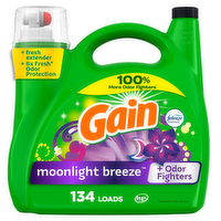 Gain Liquid Laundry Detergent, Moonlight Breeze Scent, , 134 Loads, Freshness + Odor Fighting, Detergent Soap, He Compatible - 194 Ounce