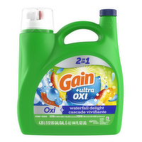 Gain Ultra Oxi Liquid Laundry Detergent, Waterfall Delight Scent, 100 Loads, Soap, He Compatible - 144 Ounce