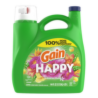 Gain Liquid Laundry Detergent, Happy, Hibiscus Hula, 100 Loads, Soap, He Compatible - 144 Ounce
