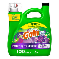 Gain Liquid Laundry Detergent, Moonlight Breeze Scent, , 100 Loads, Freshness + Odor Fighting, Detergent Soap, He Compatible - 144 Ounce