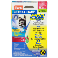 Hartz Pro Triple Action Flea & Tick Drops For Dogs & Puppies - 0.067 Fluid Ounce - 3 Count