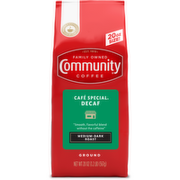 Community Coffee Café Special® Decaf Medium-Dark Roast Ground Gable Top - 20 Ounce