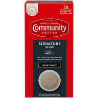 Community Coffee Signature Blend Dark Roast One Cup Pods Box - 18 Count