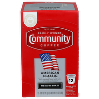 Community Coffee Medium Roast American Classic K Cup Pods - 0.375 Ounce - 12 Count
