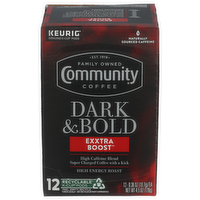 Community Coffee Dark & Bold Exxtra Boost Roast Single Serve Cups - 0.375 Ounce - 12 Count