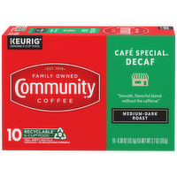 Community Coffee Decaf Cafe Special Medium Dark Roast Single Serve Cups - 0.37 Ounce - 10 Count