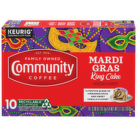 Community Coffee Mardi Gras King Cake Single Serve Cups - 0.37 Ounce - 10 Count