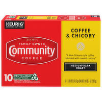 Community Coffee Coffee & Chicory Medium Dark Roast Single Serve Cups - 0.37 Ounce - 10 Count