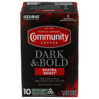 Community Coffee Company Dark & Bold Exxtra Boost Single Serve Coffee K Cups - 0.37 Ounce - 10 Count