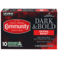 Community Coffee Company Dark & Bold Exxtra Boost Single Serve Coffee K Cups - 0.37 Ounce - 10 Count