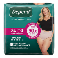 Depend Fresh Protection Maximum Absorbency Underwear For Women Size XL (20W) - 15 Count