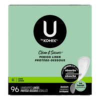 U by Kotex Clean & Secure Long Unwrapped Period Liners - 96 Count