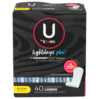 U By Kotex Lightdays Plus Regular Liners - 40 Count
