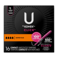 U by Kotex Click Super Plus Compact Unscented Tampons - 16 Count
