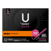 U by Kotex Click Super Plus Compact Unscented Tampons - 32 Count