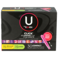 U By Kotex Compact Tampons - 30 Count