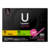 U by Kotex Click Compact Multipack Tampons Regular/Super Unscented - 30 Count