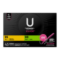 U by Kotex Click Compact Multipack Tampons Regular/Super Unscented - 45 Count