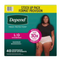 Depend Fresh Protection Maximum Absorbency Underwear For Women Size L (16-20) - 40 Count