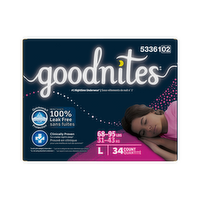 Goodnites Girl's Nighttime Underwear Size L - 34 Count