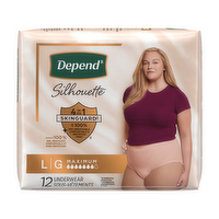 Depend Silhouette Maximum Absorbency Underwear for Women Size L (18-28W) - 12 Count