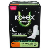 Kotex Bamboo Overnight Ultra Thin Pads With Wings - 24 Count