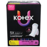Kotex Regular Ultra Thin Maxi Pads With Wings - 36 Count