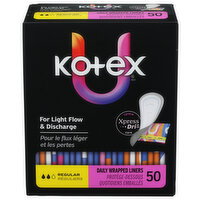 Kotex Regular Daily Wrapped Liners - 50 Count