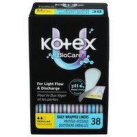 Kotex BioCare Regular Daily Wrapped Liners - 38 Count