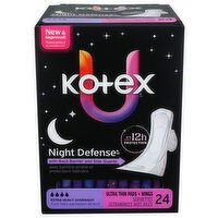 Kotex Ultra Thin Extra-Heavy Overnight Pads with Wings - 24 Count