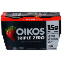 Oikos Strawberry Flavor Triple Zero Non Fat Yogurt - 5.3 Ounce - 4 Count