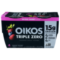 Oikos Triple Zero Mixed Berry Flavor Blended Greek Yogurt - 5.3 Ounce - 4 Count