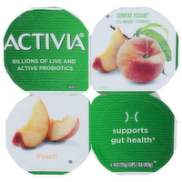 Activia Lowfat Yogurt Peach - 4 Ounce - 4 Count
