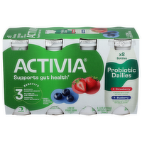 Activia Probiotic Dailies Strawberry & Blueberry Low Fat Yogurt Drinks - 0.195 Pint - 8 Count