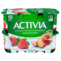 Activia Strawberry & Peach Yogurt - 4 Ounce - 12 Count