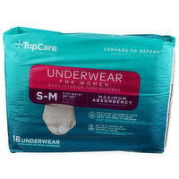 Top Care Everyday Small-Medium Maximum Absorbency Underwear For Women - 18 Count