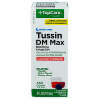 Top Care Health Raspberry, Blackberry & Menthol Maximum Strength Nighttime Tussin Dm Max - 4 Fluid Ounce