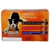 Paws Happy Life Variety Pack Dog Food Pouches - 3.5 Ounce - 12 Count