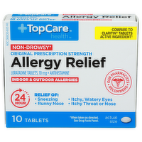 Topcare Health Loratadine Tablets, • Antihistamine Allergy Relief Count - 10 Count