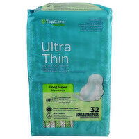 Top Care Everyday Ultra Thin Long Super Pads With Wings - 32 Count