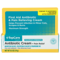 Topcare Health First Aid Antibiotic & Pain Relieving Cream - 0.5 Ounce