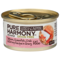 Pure Harmony Salmon, Oceanfish, Crab & Shrimp Recipe In Gravy Super Premium Grain Free Cat Food - 3 Ounce