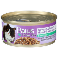 Paws Happy Life Shredded Turkey & Cheese Dinner In Gravy Cat Food - 5.5 Ounce