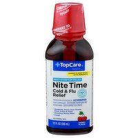 Topcare Health Cherry Flavor Nite Time Cold & Flu Relief - 12 Fluid Ounce