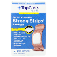 Topcare Health First Aid Antiseptic Strong Strips Bandages - 20 Count